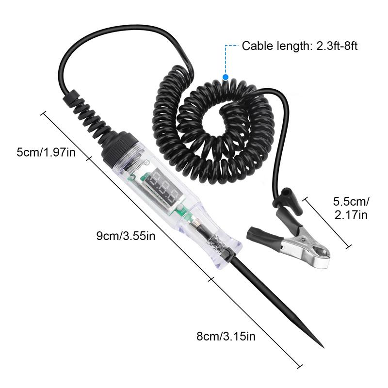 3-120V Automotive Digital Voltage Circuit Tester Voltage Test Long Probe Pen Circuit Detection Diagnosis And Maintenance Tool