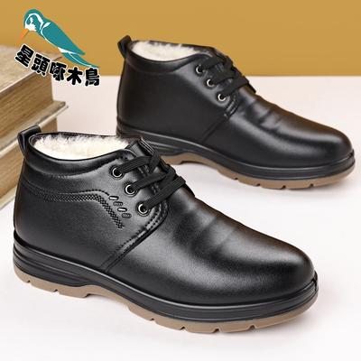Specht mit Sternkopf Herrenschuhe 2025 Winter warm High-Top Baumwollschuhe Herren Samt Casual Lederschuhe