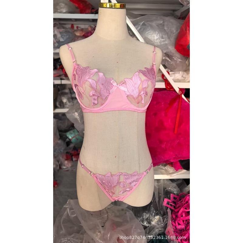Small fresh flower embroidered lingerie sexy bra sex set women 1