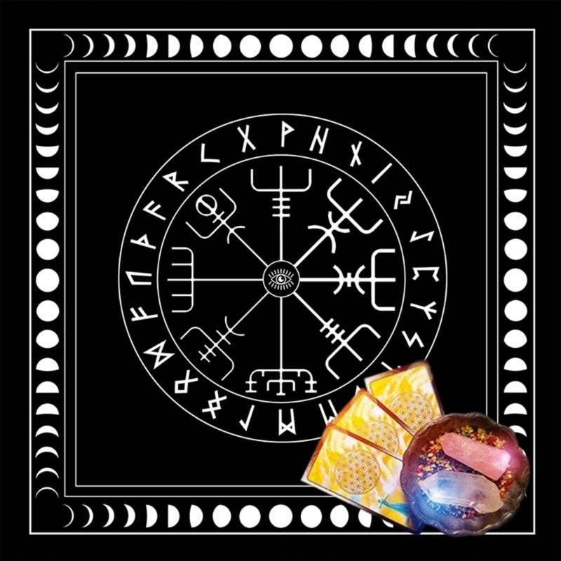 19x19in Flannel Tarot Tablecloth Rune Divination Altar Tarot Patch Table Cover Magician Board Game Cards Table Mat