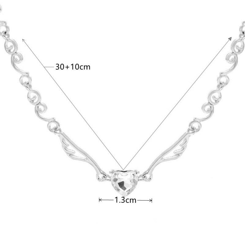 1PCS White Gold-plated Plated Necklace Ladies Cool Style Single Diamond Wings of Love Wings Necklace