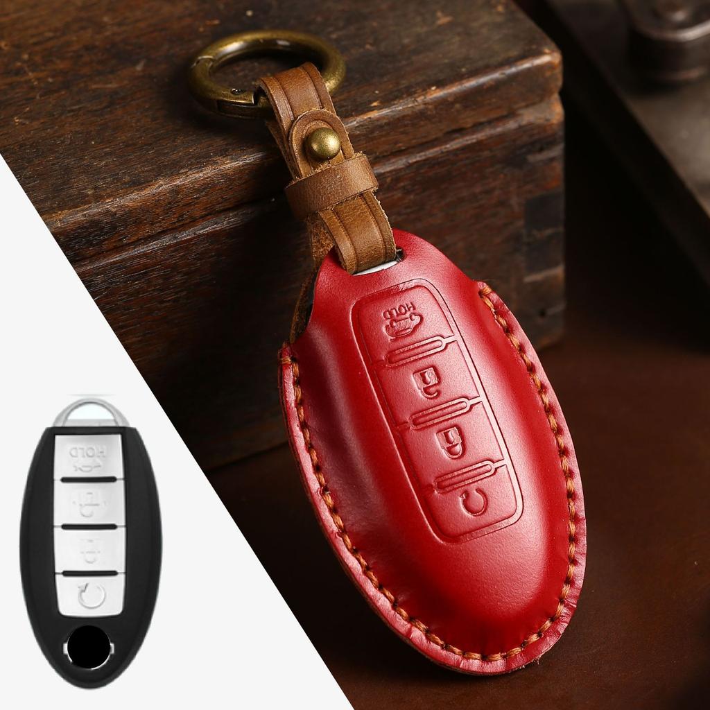 Genuine Leather Auto Key Fob Remote Cover Case Fit For Nissan Quest Elgrand Nv200 Evalia Serena Qashqai Juke X-Trail Note Almera Altima Auto