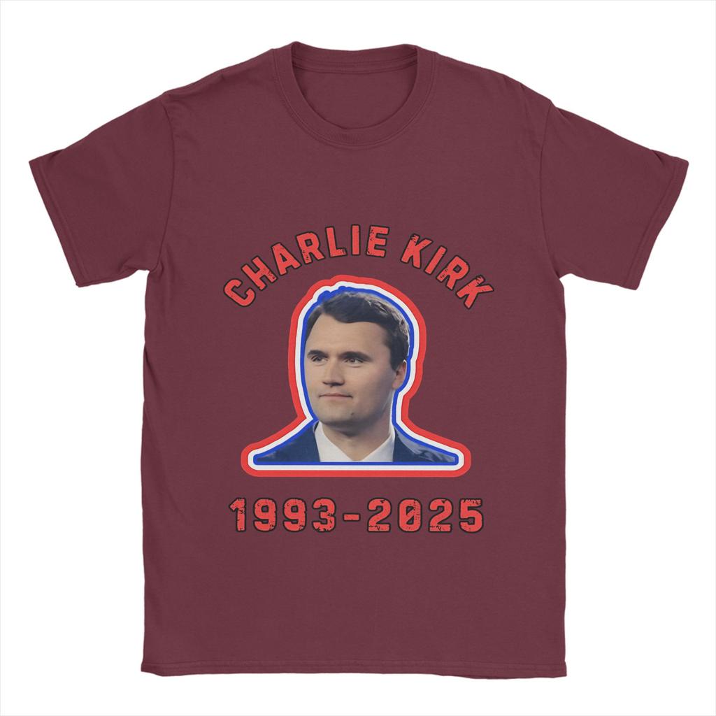 Men's Charlie Kirk T Shirt  100% Cotton Tops Funny Short Sleeve O Neck Tees Printed T-Shirt