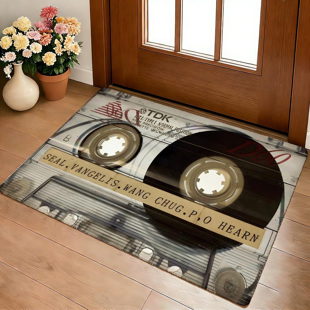 Vintage Tape Video Floor Mat Cozy Flannel Soft Thick Non-Slip Mat For Living Room Bedroom Kitchen Decor Rugs