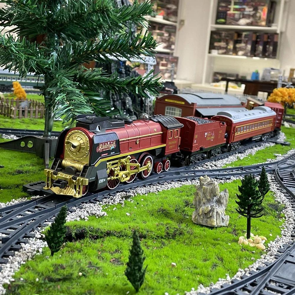 Klassische Fernbedienung Elektrische Eisenbahn Spielzeug Schienen Simulation Dampfschienen Zugmodell Lichter Spielzeug Weihnachtsgeschenk