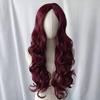 European and American burgundy medium long curly hair wig full head hair chemical fiber big wave headgear