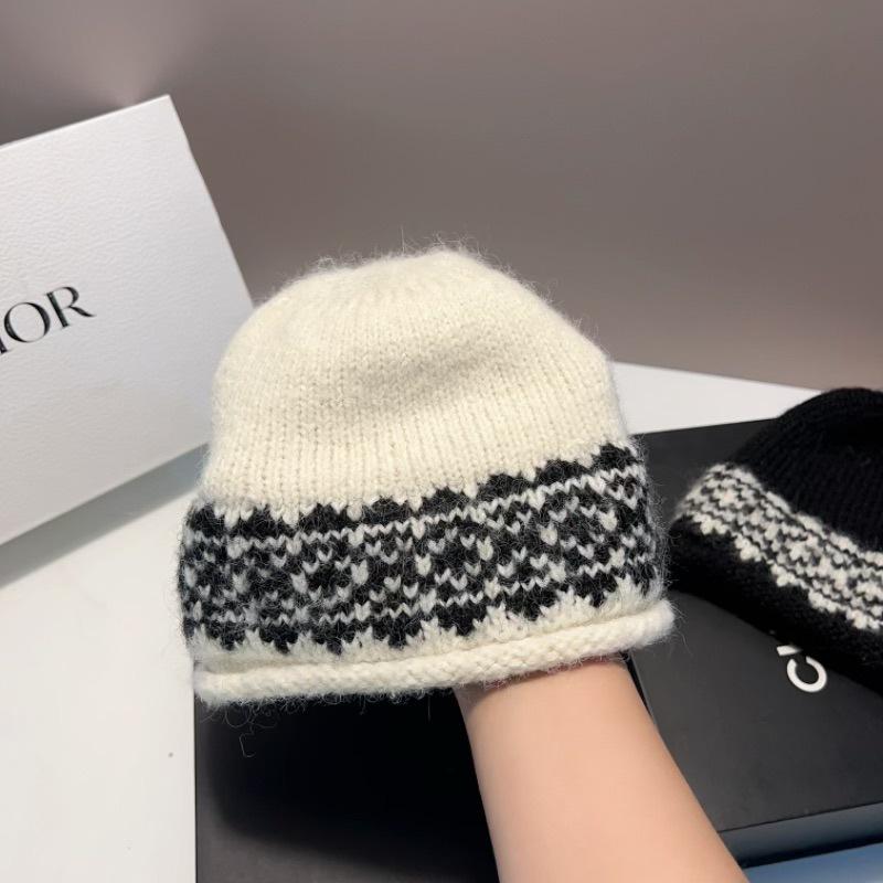 Niche Wool Blended Internet Celebrity Versatile Casual Jacquard Knitted Hat Ear Protection Warm Fisherman Basin Hat Men and Women