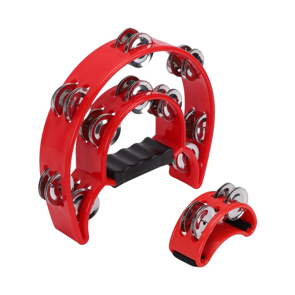 8Pcs Red Percussion Set Tambourine Maracas Rhythm Sticks Egg Shaker for Party Music Education Classroom Performance