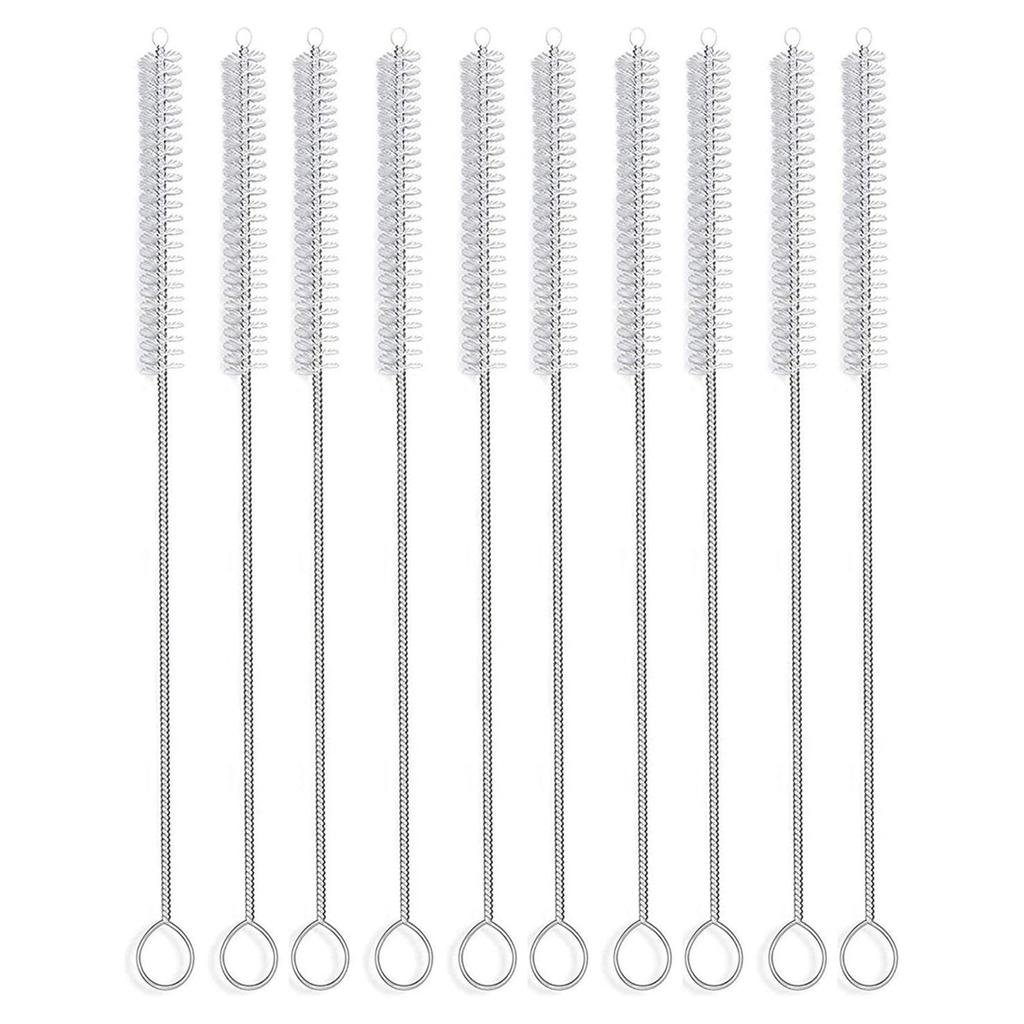 10Pcs Drinking Straw Cleaning Brush Kit Straw Tube Pipe Cleaner Nylon Stainless Steel Long Handle Cleaning Brushes for Straws