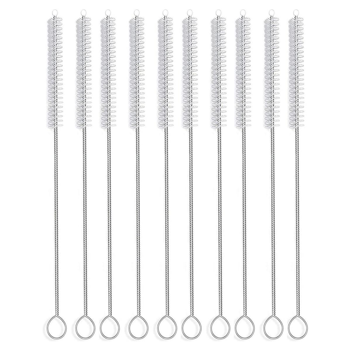 

10 шт. набор щеток для чистки соломинок для питья, щетки для чистки трубок из нейлона и нержавеющей стали с длинной ручкой для соломинок 10Pcs