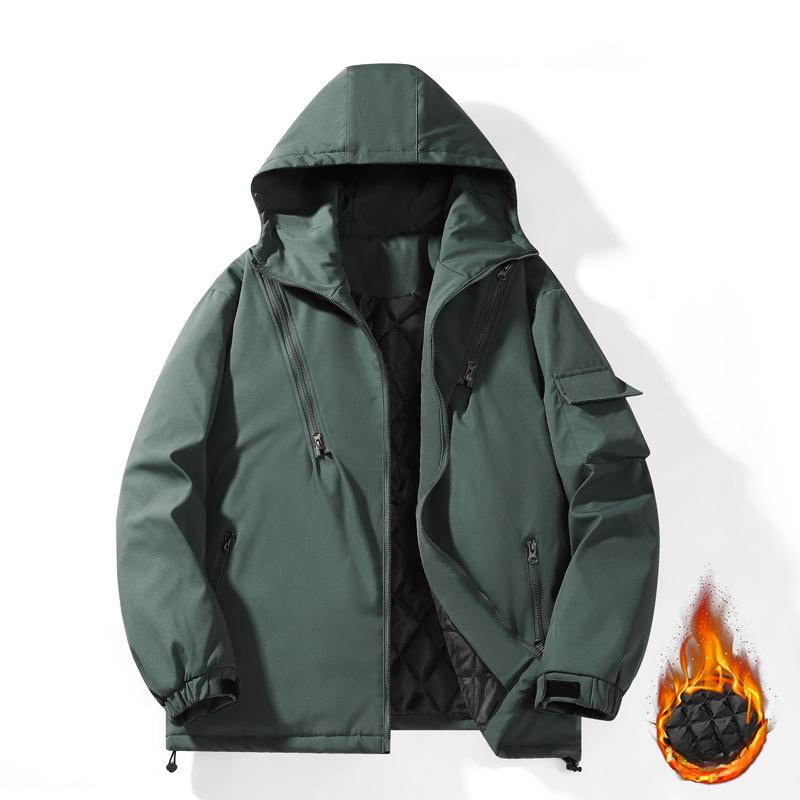 Men's Cotton Thickened Bread Clothing Youth Fashion Hooded Casual Jacket