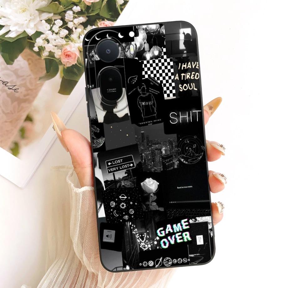 For Xiaomi Redmi A7 Pro Poco C85X Phone Case Floral Daisy Aesthetic Moon Nigth Bow Pattern Funda Soft Matte Silicone Back Cover