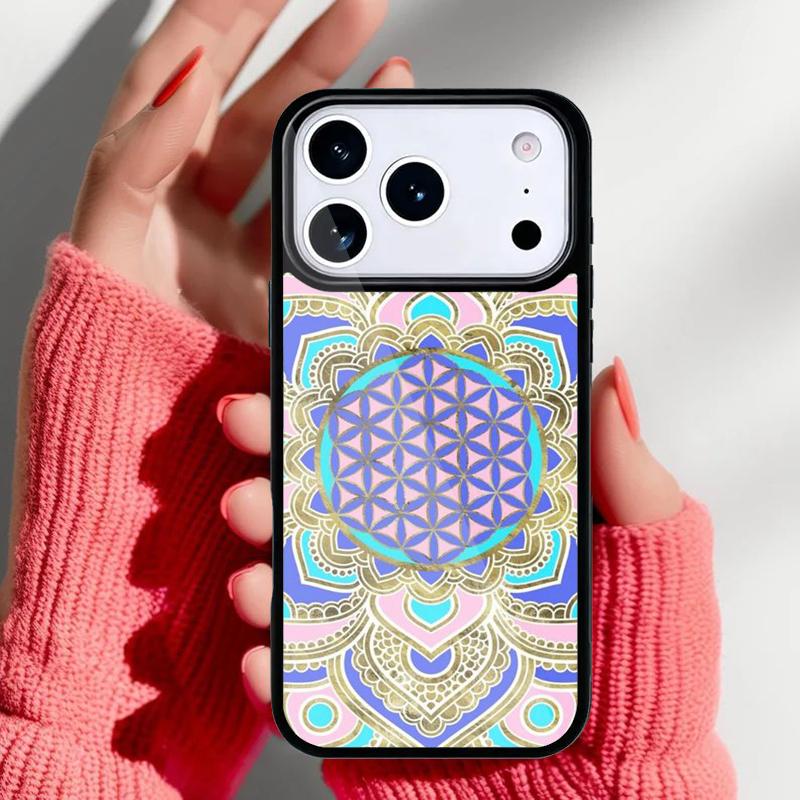 Flower Of Life In Lotus Pastel Golds soft Phone Case for iPhone 17 16 15 14 13 Pro Max Back Cover for 12 11 Pro Coque