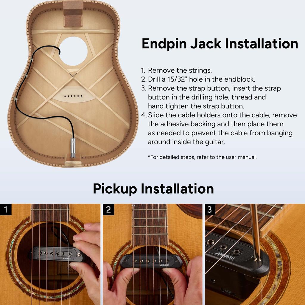 AMUMU SP60 Magnetic Passive Soundhole Pickup Humbucker for Acoustic Guitar -