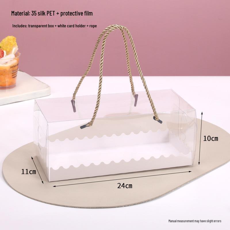 Transparent PET Swiss Roll Cake Box with Handle