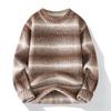 Semi-turtleneck Striped Knitted Sweater Gradual Change of Color Loose Warm Sweater Boys Bottoming Shirt