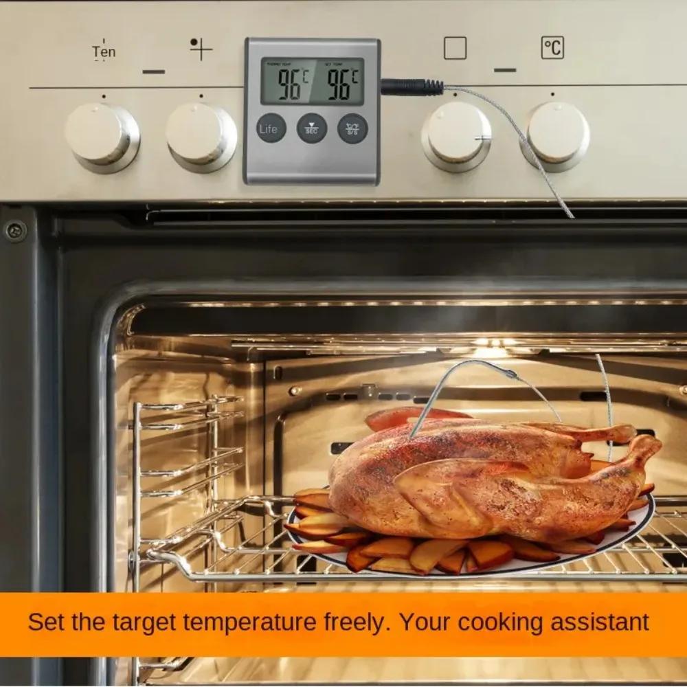 Kitchen Digital Cooking Thermometer Meat Food Temperature for Oven BBQ Grill Timer Function with Probe Heat Meter for Cooking