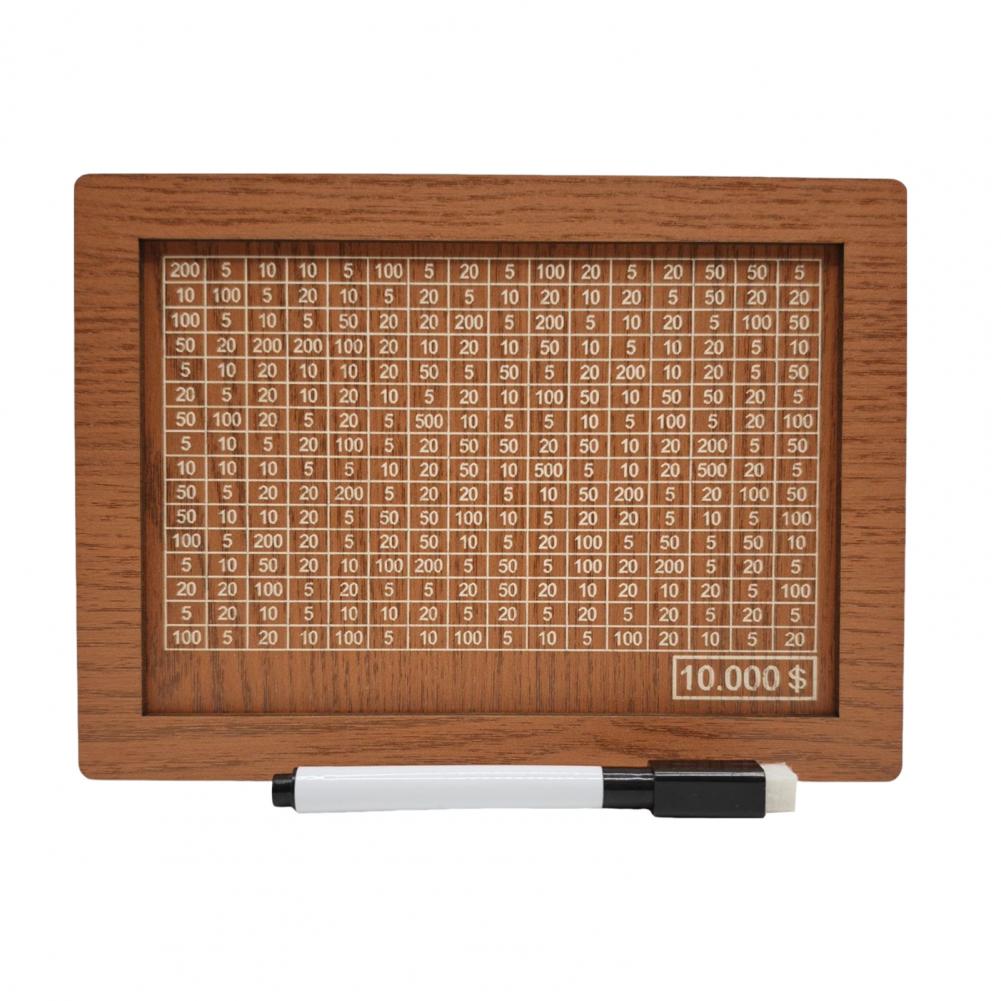 Wooden Money Box with Counter Marker Pen Vintage Piggy Bank Numbers Coin Cash Container Money Saving Challenges Box
