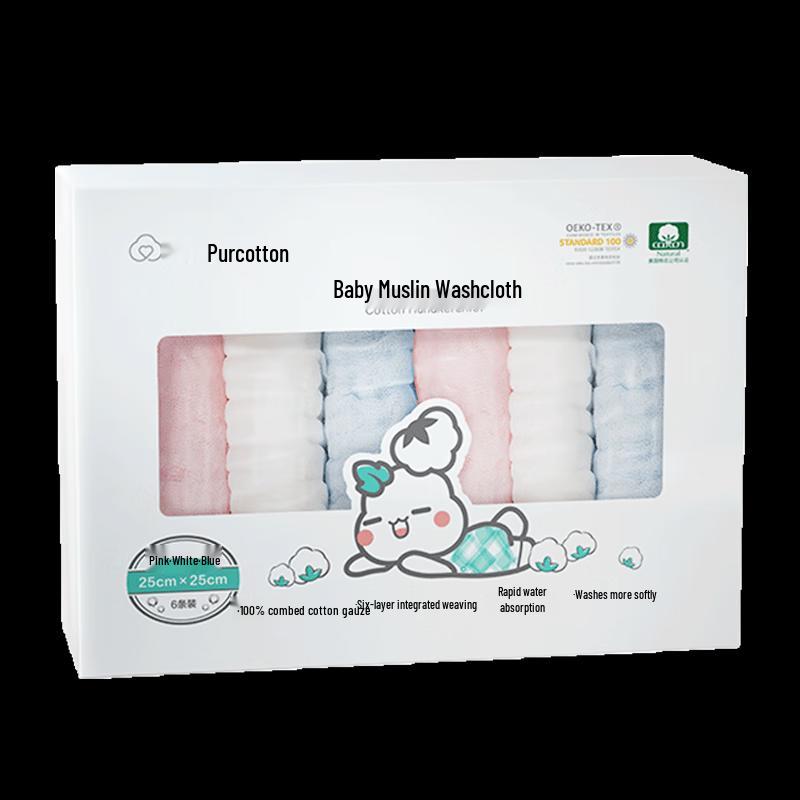 Purcotton Baby Muslin Handkerchiefs 6-Pack