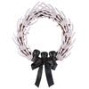 Dark Style Halloween Skeleton Hand Wreath White Bones Black Ribbon Halloween Artificial Wreath Black Bow Black Branch Wreaths