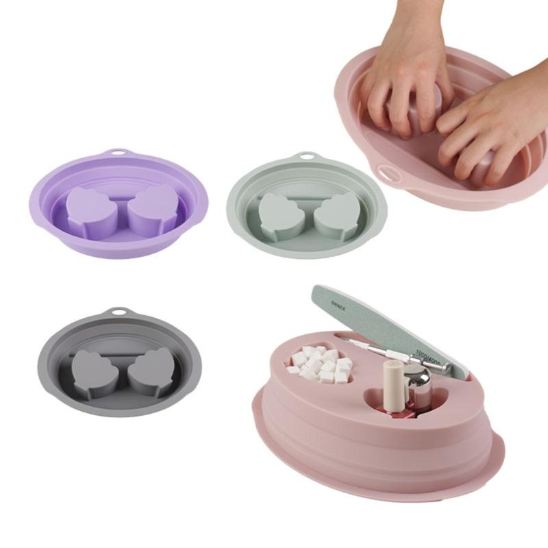 Delikatna Miska do Moczenia Rąk do Manicure Pedicure Antypoślizgowy Silikon Wodoodporny Pielęgnacja Paznokci Nail Art Łatwy w Transporcie