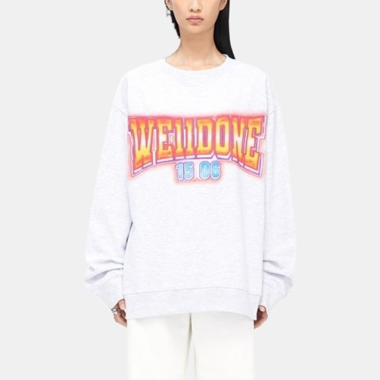 WE11DONE FW22 Large Logo Graphic Print Long Sleeve Sweatshirt Unisex Sweatshirt Gray WD-TS3-22-765-U-GY