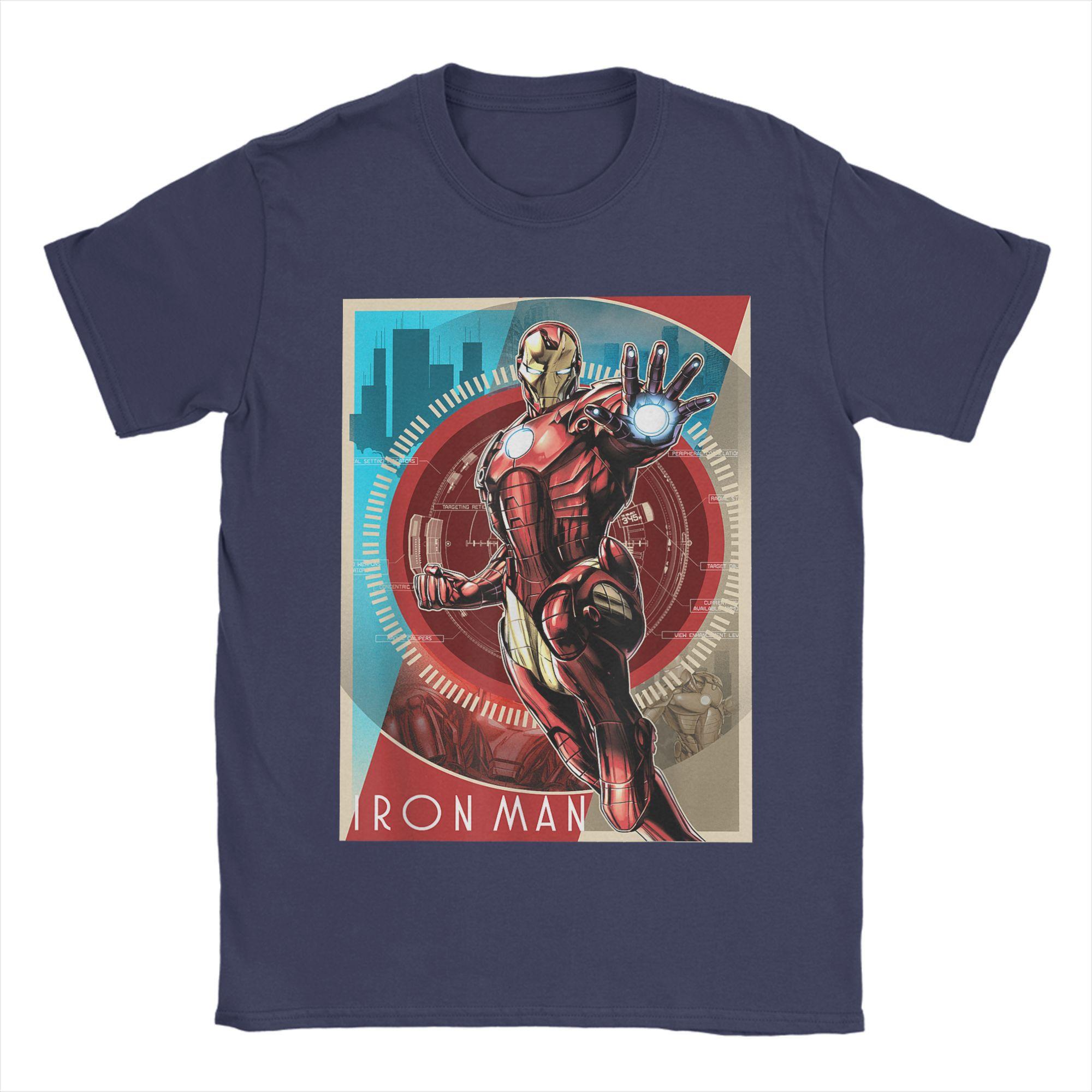 

Genuine Authorized Iron Man Retro Tech Poster Print T-Shirt Funny Fashion Men s Short Sleeve TopLoose Plus Size Top 4XL