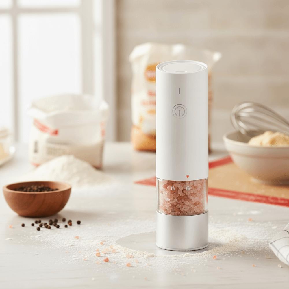 USB Rechargeable Electric Salt and Pepper Grinder with Light Pepper Mill Bottle Dinning Table