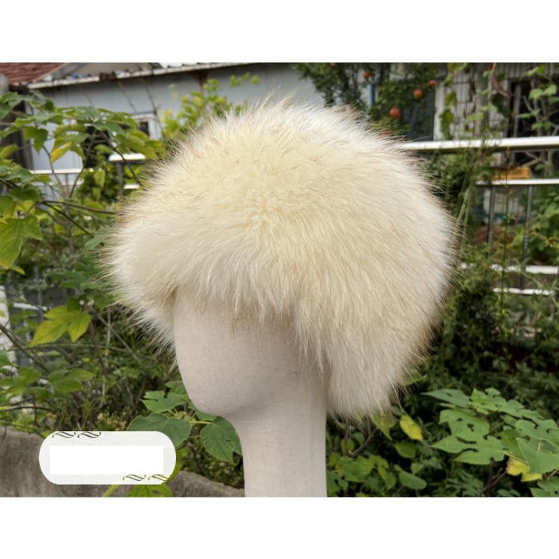 Unisex Thick Fur Dome Cap Retro Warm Flat Top Hat Outdoor Winter Accessories