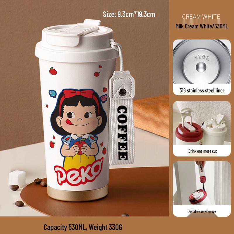Fujiya Kids  Cartoon Stainless Steel Straw Cup - 316 Insulated, Portable, High-Value Gift 530ml