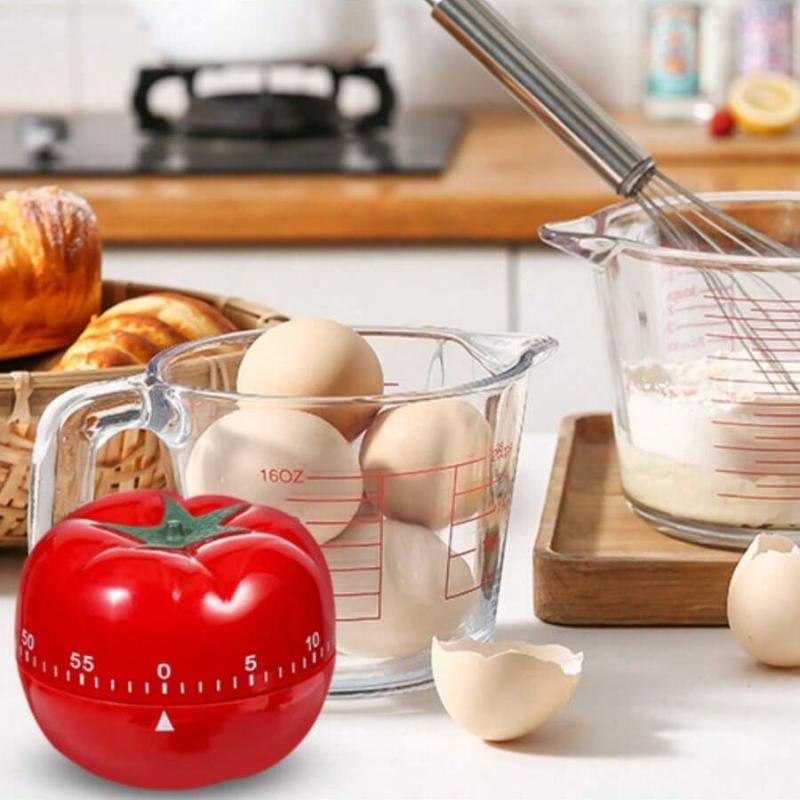 

1pc Red Tomato Shape Kitchen Cooking Timer Reminder Alarm Clock Creative Cute Timer Mechanical Timer Durable Cooking Gadgets