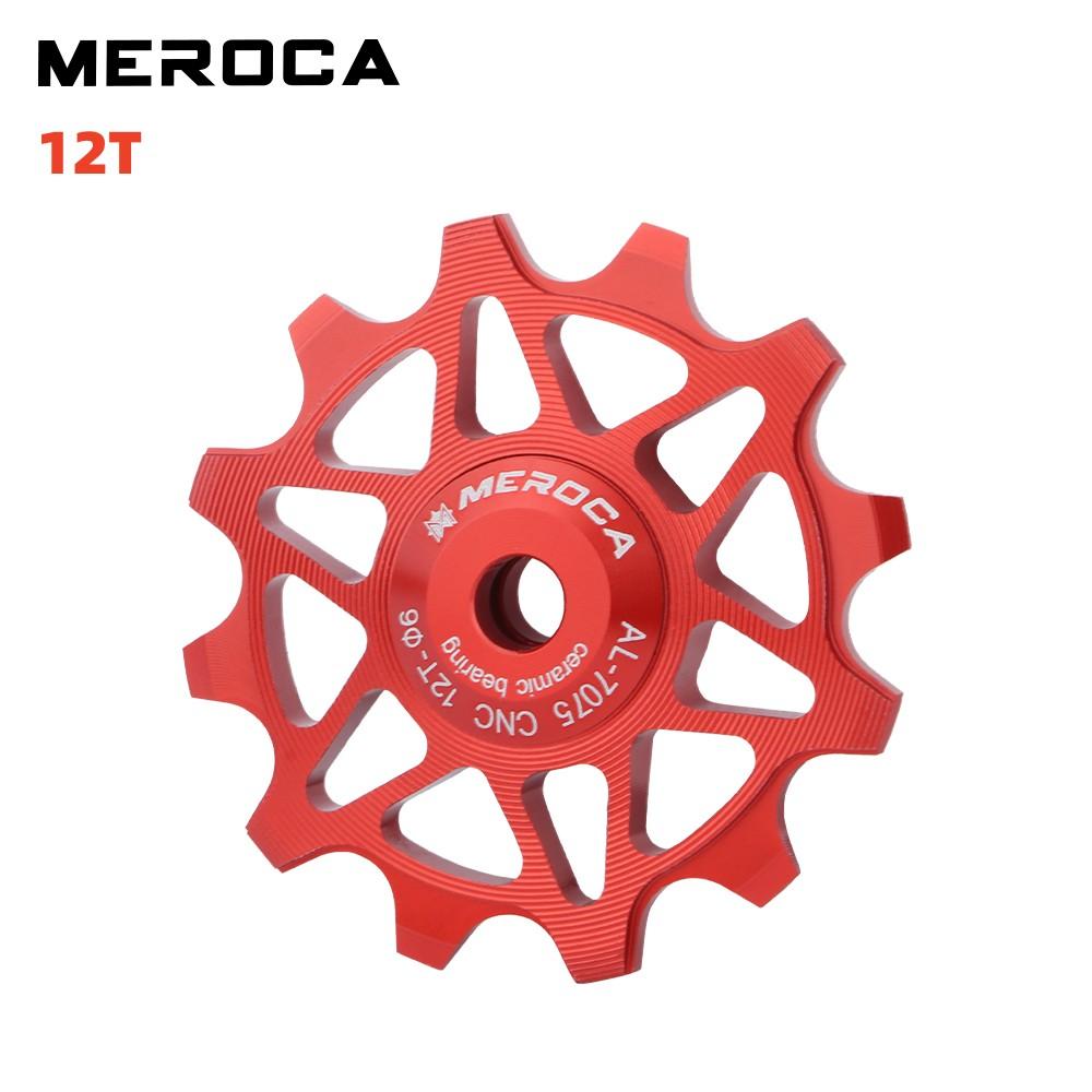 MEROCA Ceramic Pulleys 12/14T Bicycle Derailleur 9v 10v 11v Rear Derailleur Mtb Pulleys Wheel Ceramic Bearing Road Mountain Bike ME Ceramic Red 12T