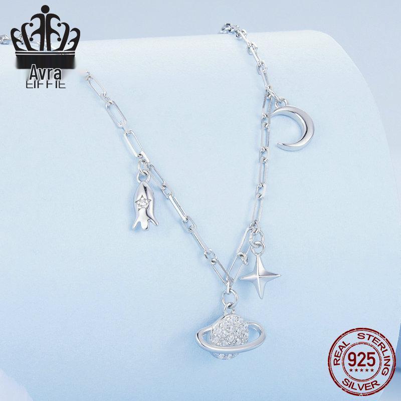 Avle Universe Star Necklace - S925 Sterling Silver with Platinum Plating, All-Match Jewelry for Women (BSN292)