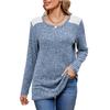 New Autumn and Winter Contrasting Color Round Neck Loose Long-sleeved T-shirt Brushed Top for Women