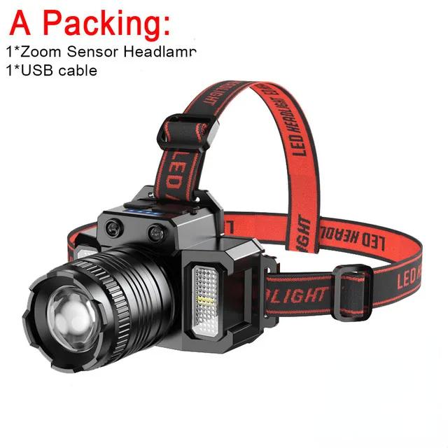 

KDULIT Powerful LED Induction Headlamp Rotating Zoom USB Rechargeable Head Flashlight Outdoor Camping Fishing Headlight