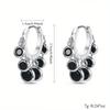 Black Awn Black Stone Jewelry Hoop Earrings For Women