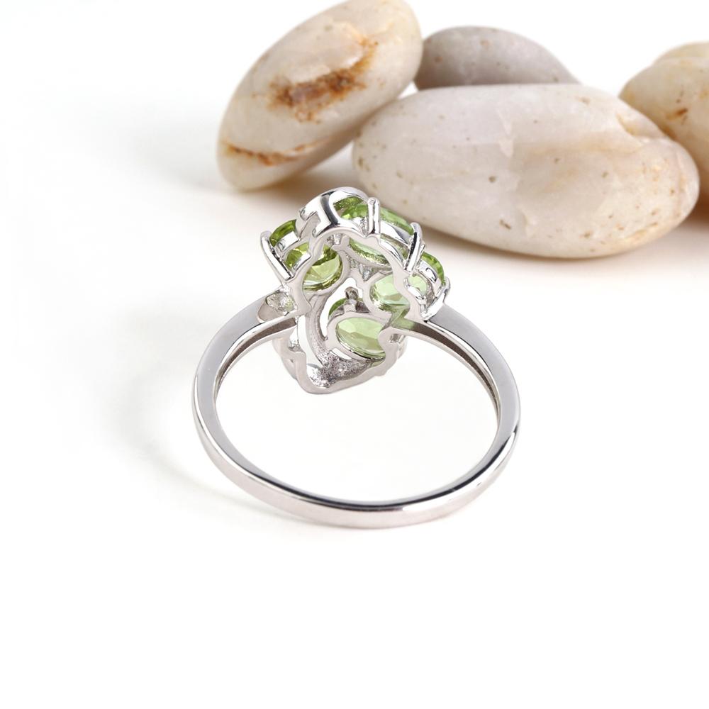 925 sterling silver silk ribbon design ring Natural green Peridot gemstones jewelry for women wedding and banquet gift