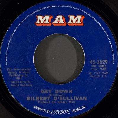 7inch Record GILBERT O'SULLIVAN - Get Down 453629 MAM 1973 US Rock Used