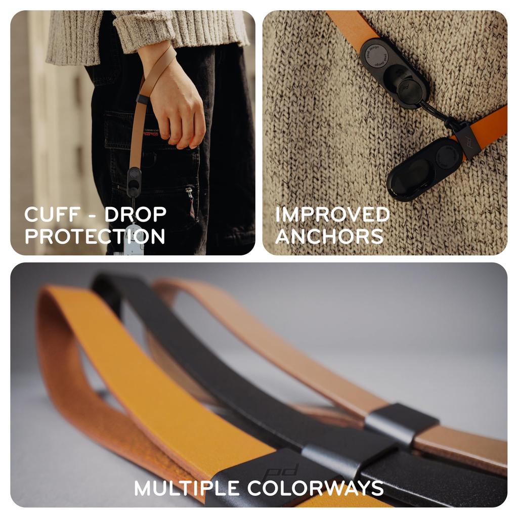Peak Design Quick Release Cuff Wrist for Compact and Cameras Strap, Leather, Amber, LRS-WR-AM-1, Point-and-Shoot