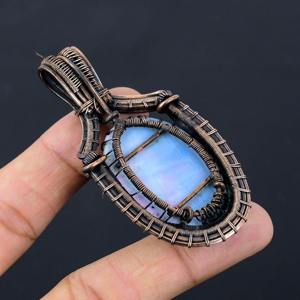 Árvore da Vida Owyhee Opala Gemstone Fio de Cobre Puro Enrolado Feito à Mão Pingente Jóia