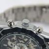 Men's Hollow Skeleton Dial Automatic Mechanical Stainless Steel Band Wrist Watch