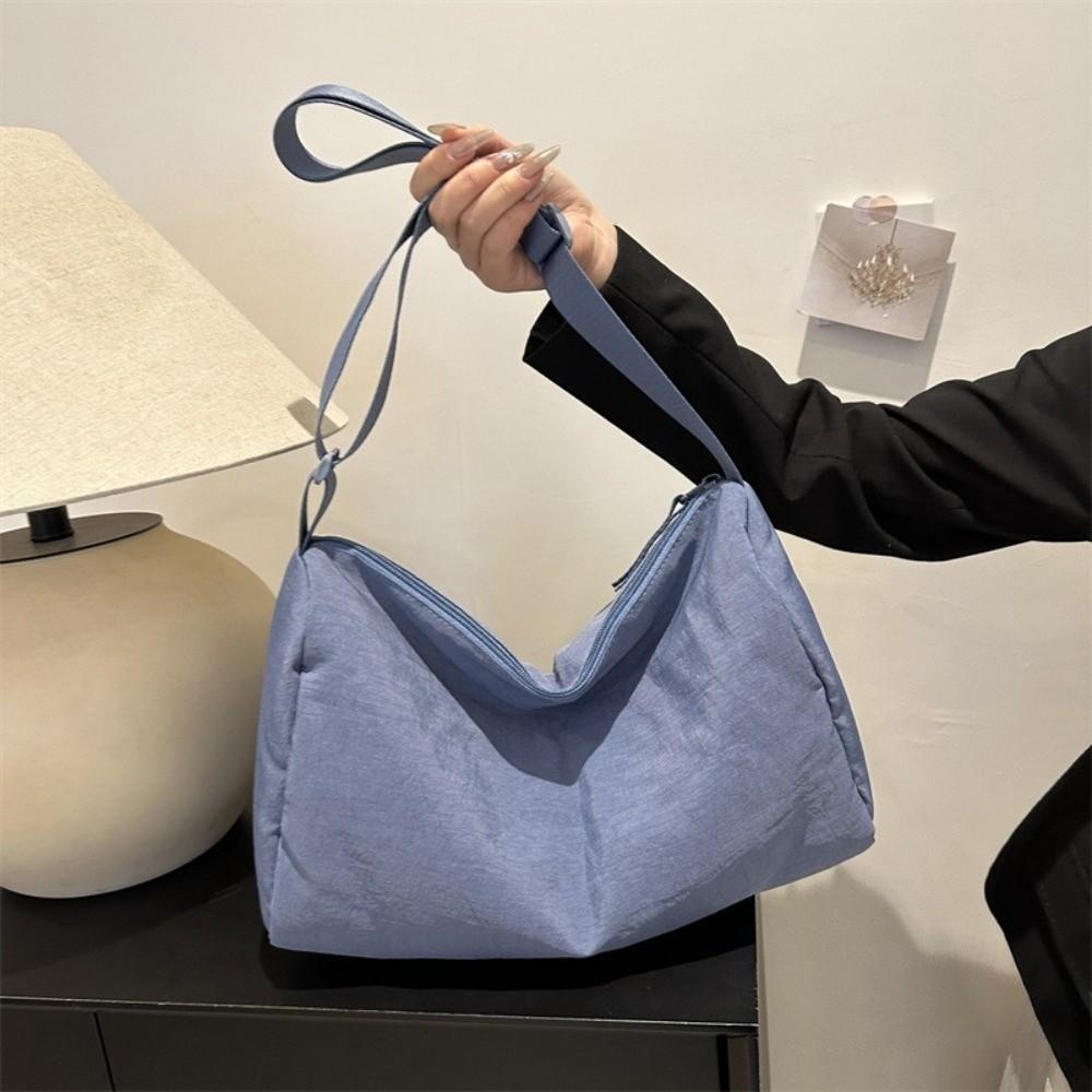 Japanese Style Simple Crossbody Bag Solid Color Canvas Pillow Bag Versatile Shoulder Bag Student