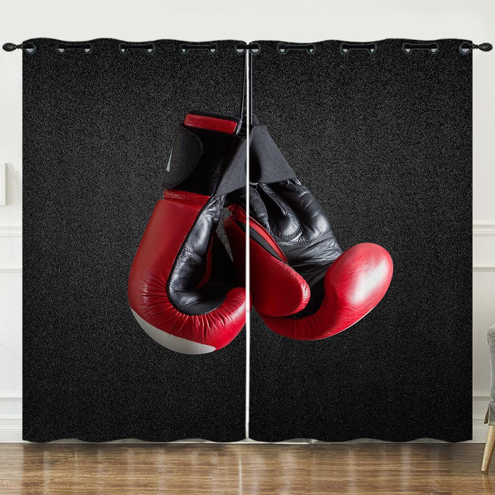 Curtains Sports Football Baseball Dark Wind Curtains Bedroom Non-Perforated Blackout Curtains