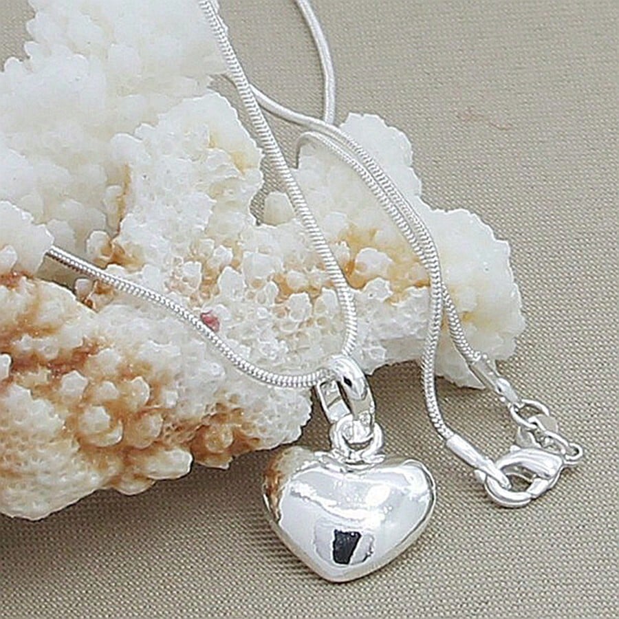 Charm Solid Small Heart Pendant Necklace 16-30 Inch Snake Chain For Women Wedding Charm Fashion Jewelry