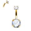 G23 Titanium PIERC Internal Thread Navel Piercing Dangle Body Sexy Belly Button Rings Zircon Square Heart Prong Set Navel Rings