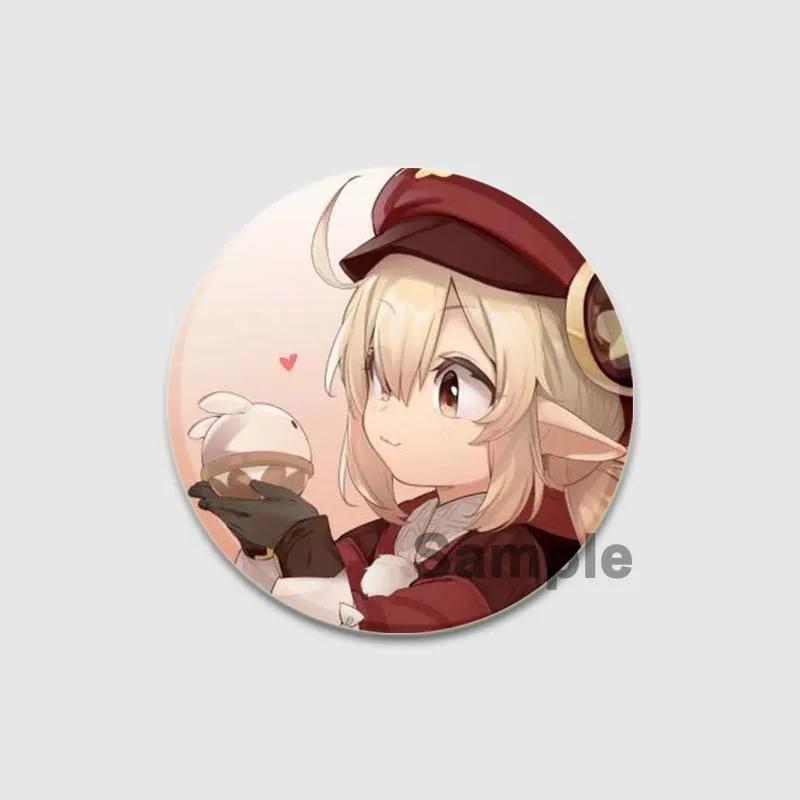 32/44/58mm Klee Pin Round Cartoon Funny Snap-in Brooche for Backpack Cothes Accessorie Anime Genshin Impact Collection Badge Hat Decoration