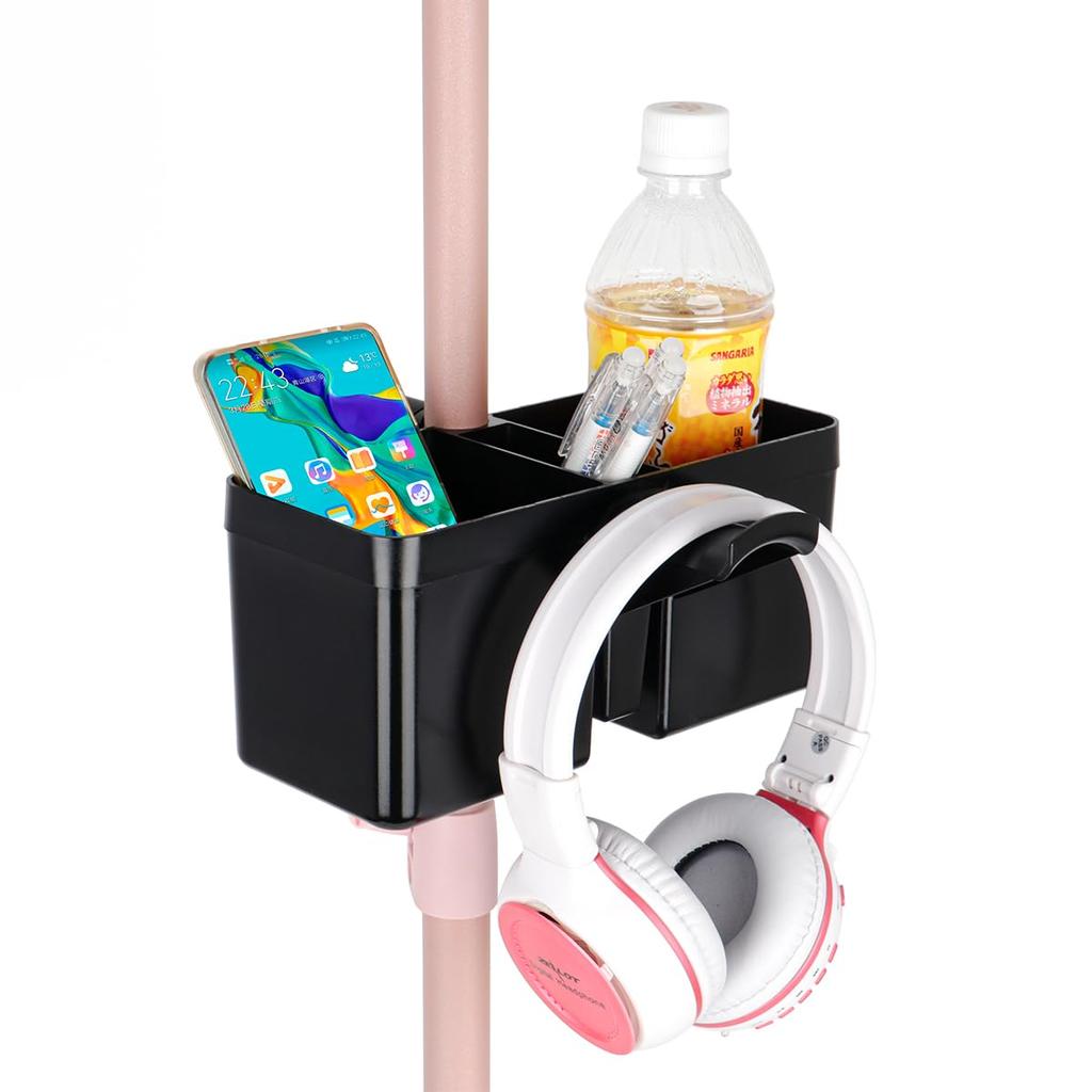Koolehaoda Microphone Stand Tray with Cup Holder, Headphone Hanger, Music Stand, Light Stand, Music Tripod, Live Streaming, Karaoke, Recording,