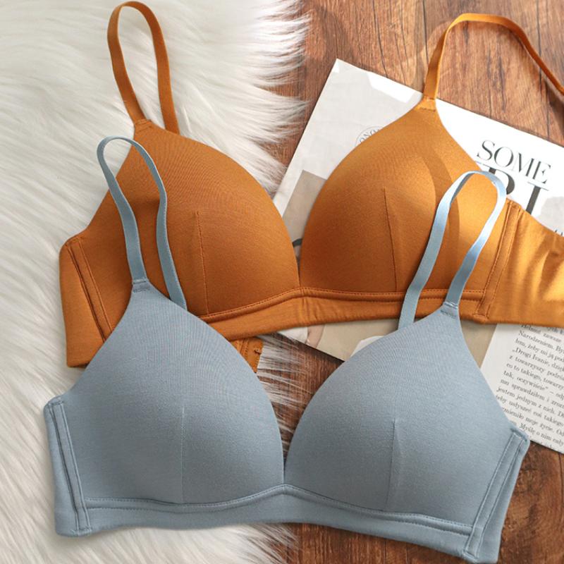 New Seamless Women's Underwear Sexy Deep V Push Up Bra Wireless Caramel Color Lingerie Adjustable Strap Comfort Brassiere