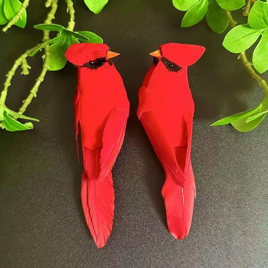 Uccello Rosso Realistico, Artigianato in Schiuma con Piume Simulate, Uccello Artificiale Realistico Decorazione per Albero di Natale, Ornamento per Casa e Giardino