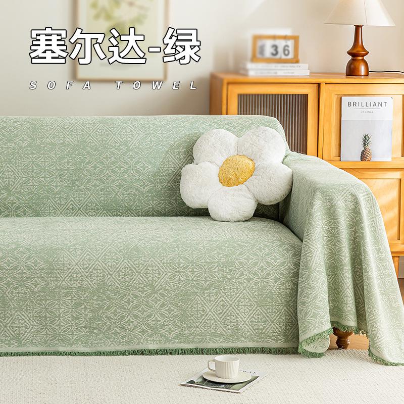 New sofa cover imitation cotton and linen four-season universal anti-cat scratch sofa cover all-inclusive household three-person sofa towel 180130 3759₽